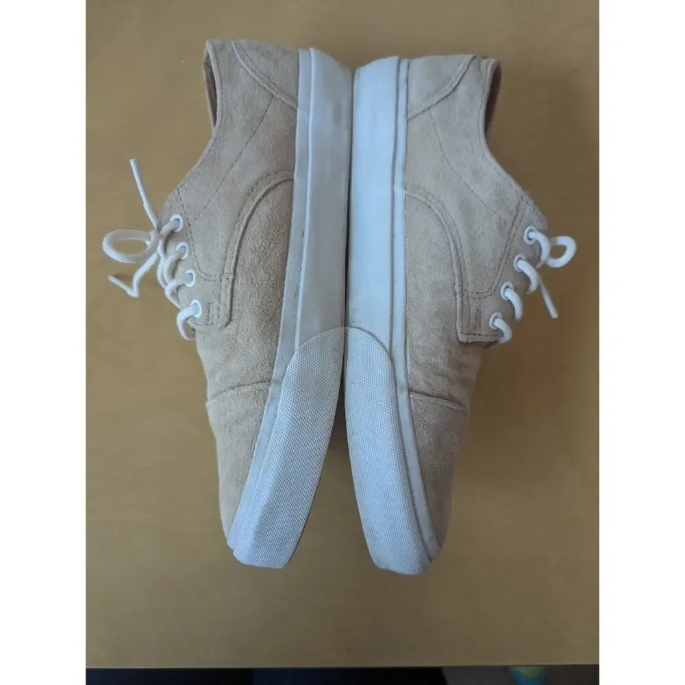 Vans Classic Lace Up Pig Suede Ginger Tan White Sneakers Low-Top Shoes Mens 8